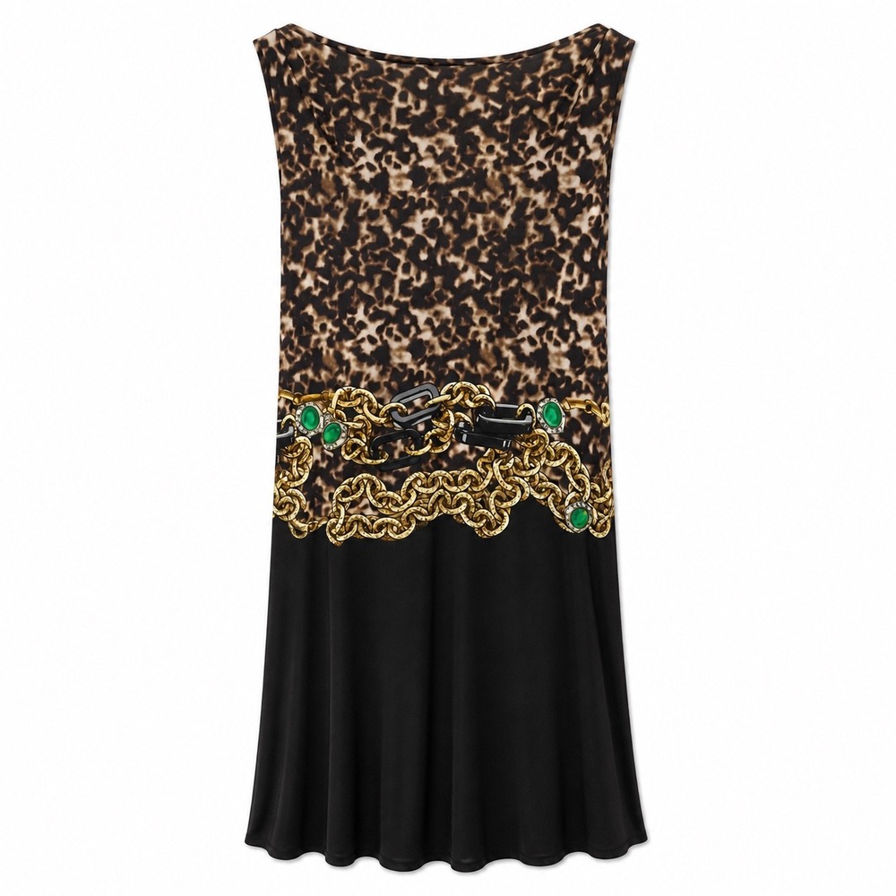 Roberto Cavalli Leopard Chain Print Cover Up Dress XS Draped Resort